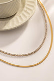 Double-Layered Inlaid Zircon Stainless Steel Necklace - Trendsi - Flyclothing LLC