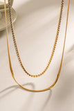Double-Layered Inlaid Zircon Stainless Steel Necklace - Trendsi - Flyclothing LLC