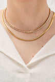 Double-Layered Inlaid Zircon Stainless Steel Necklace - Trendsi - Flyclothing LLC