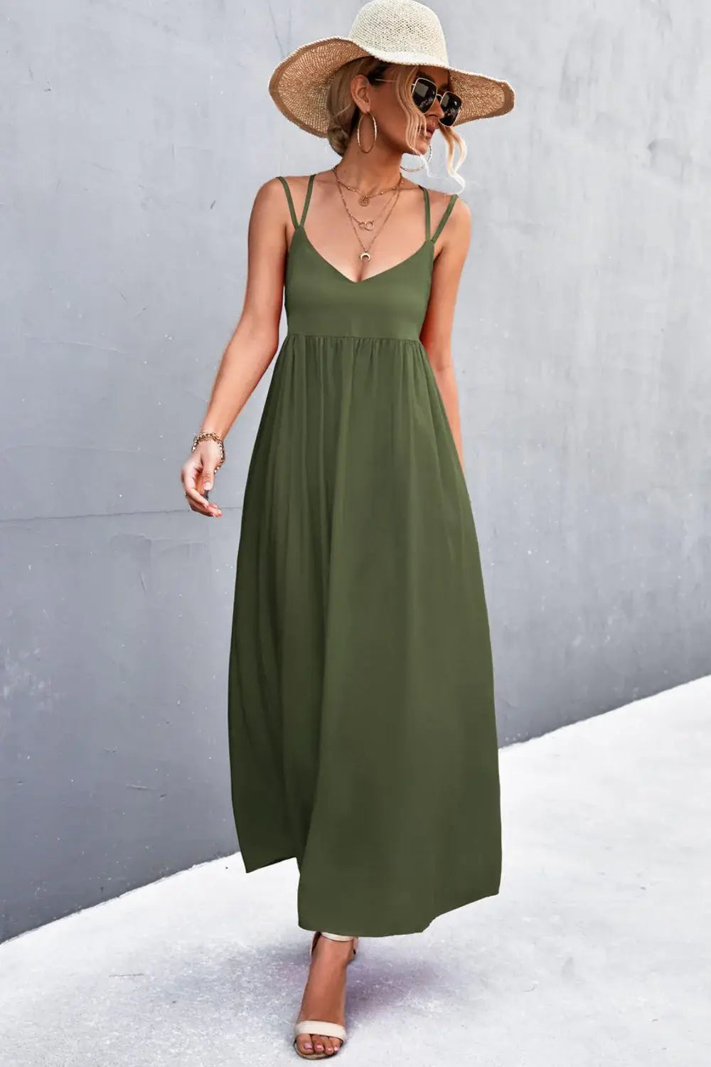 Double Strap Tie Back Dress - Trendsi - Flyclothing LLC