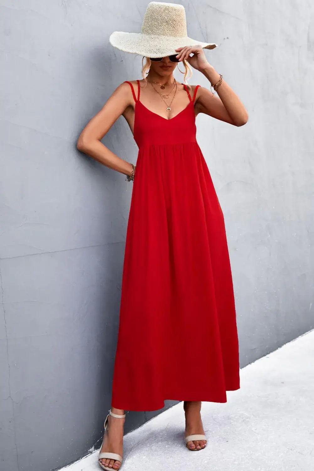 Double Strap Tie Back Dress - Trendsi - Flyclothing LLC
