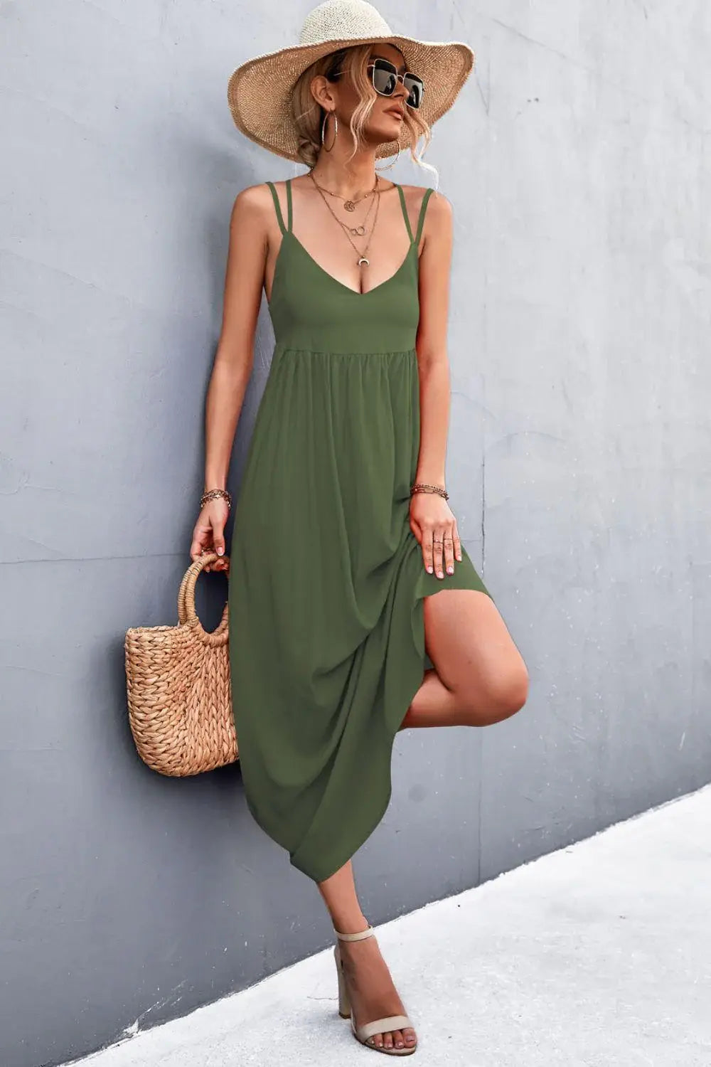 Double Strap Tie Back Dress - Trendsi - Flyclothing LLC