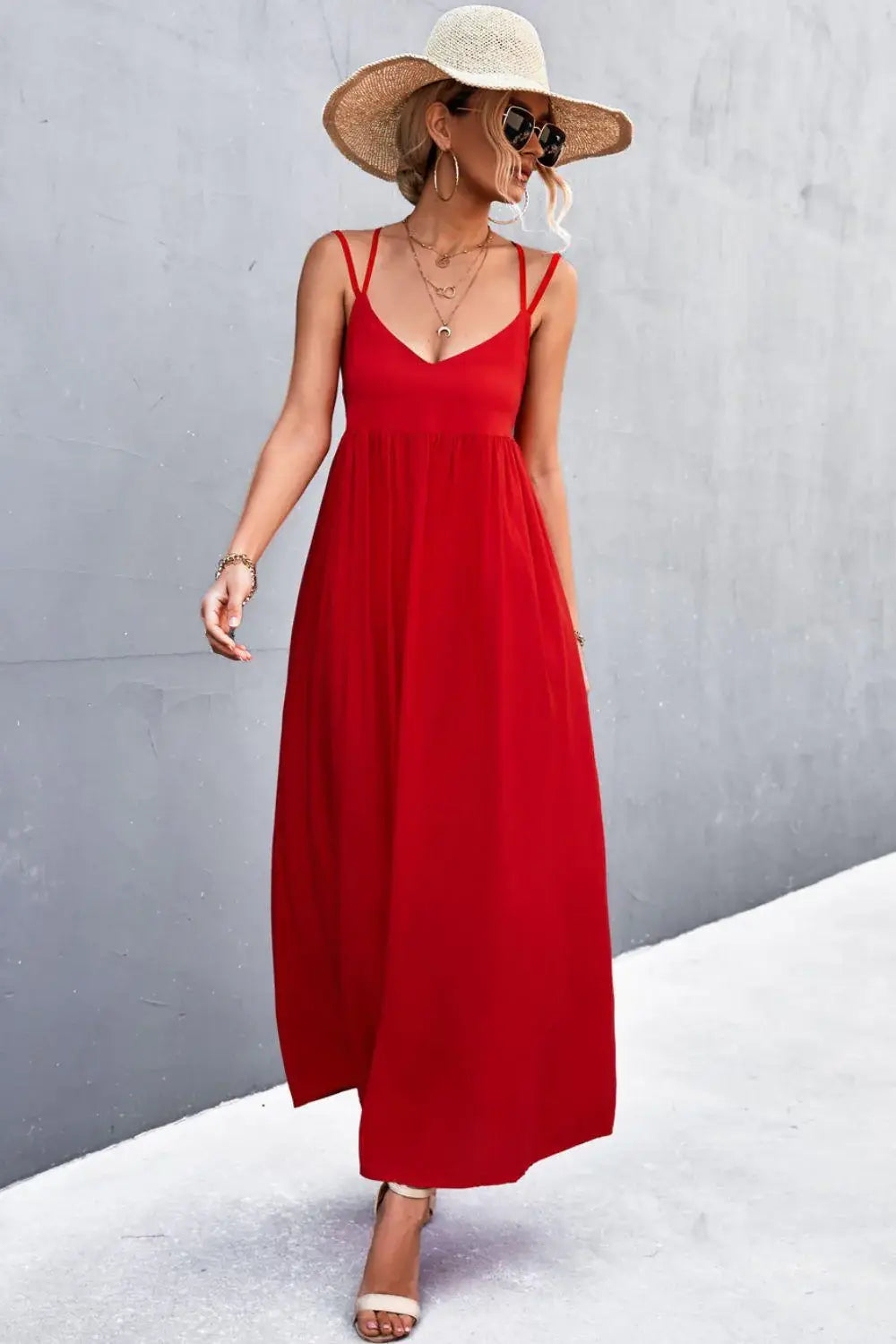 Double Strap Tie Back Dress - Trendsi - Flyclothing LLC