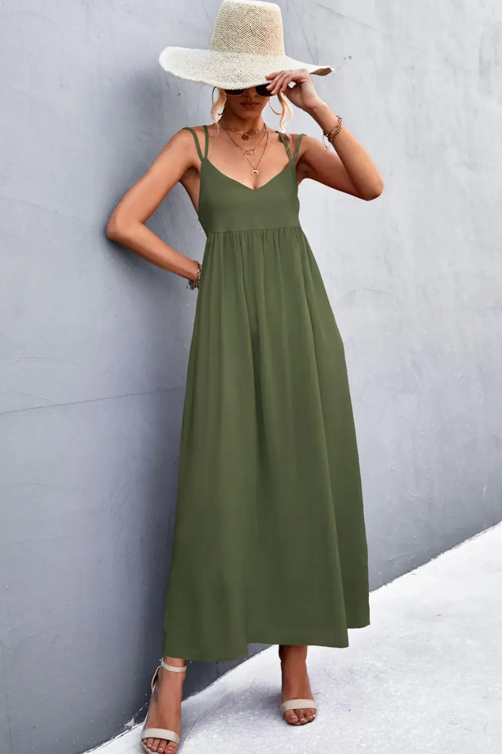 Double Strap Tie Back Dress - Trendsi - Flyclothing LLC