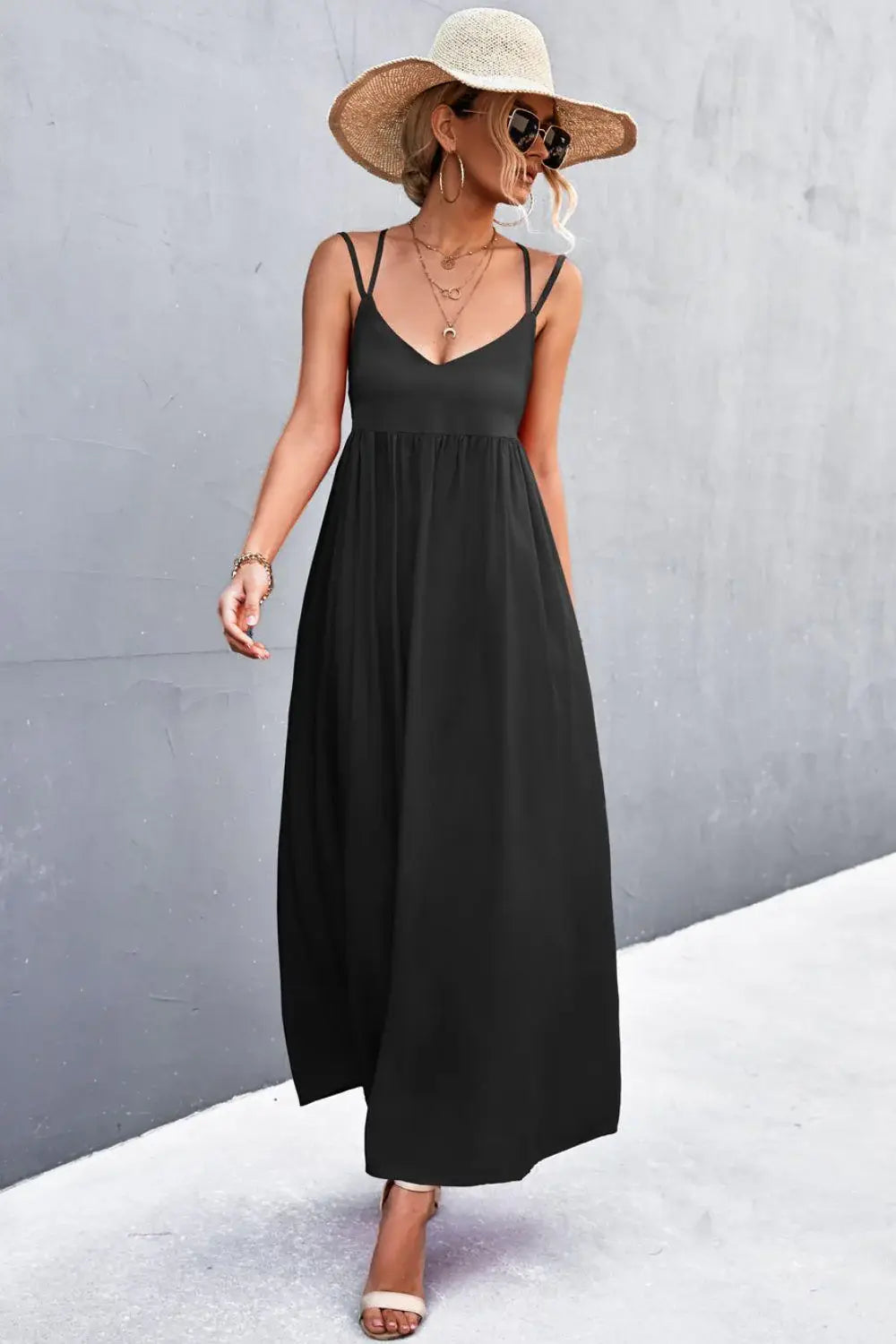 Double Strap Tie Back Dress - Trendsi - Flyclothing LLC