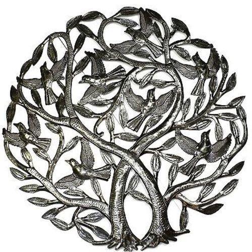 Double Tree of Life Metal Wall Art 24-inch Diameter - Croix des Bouquets - Croix des Bouquets