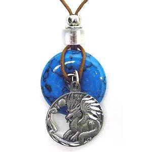 Dragon Adjustable Cord Necklace with Torquoise Colored Disc - Siskiyou Buckle