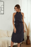 Drawstring Open Back Slit Sleeveless Dress - Trendsi - Flyclothing LLC