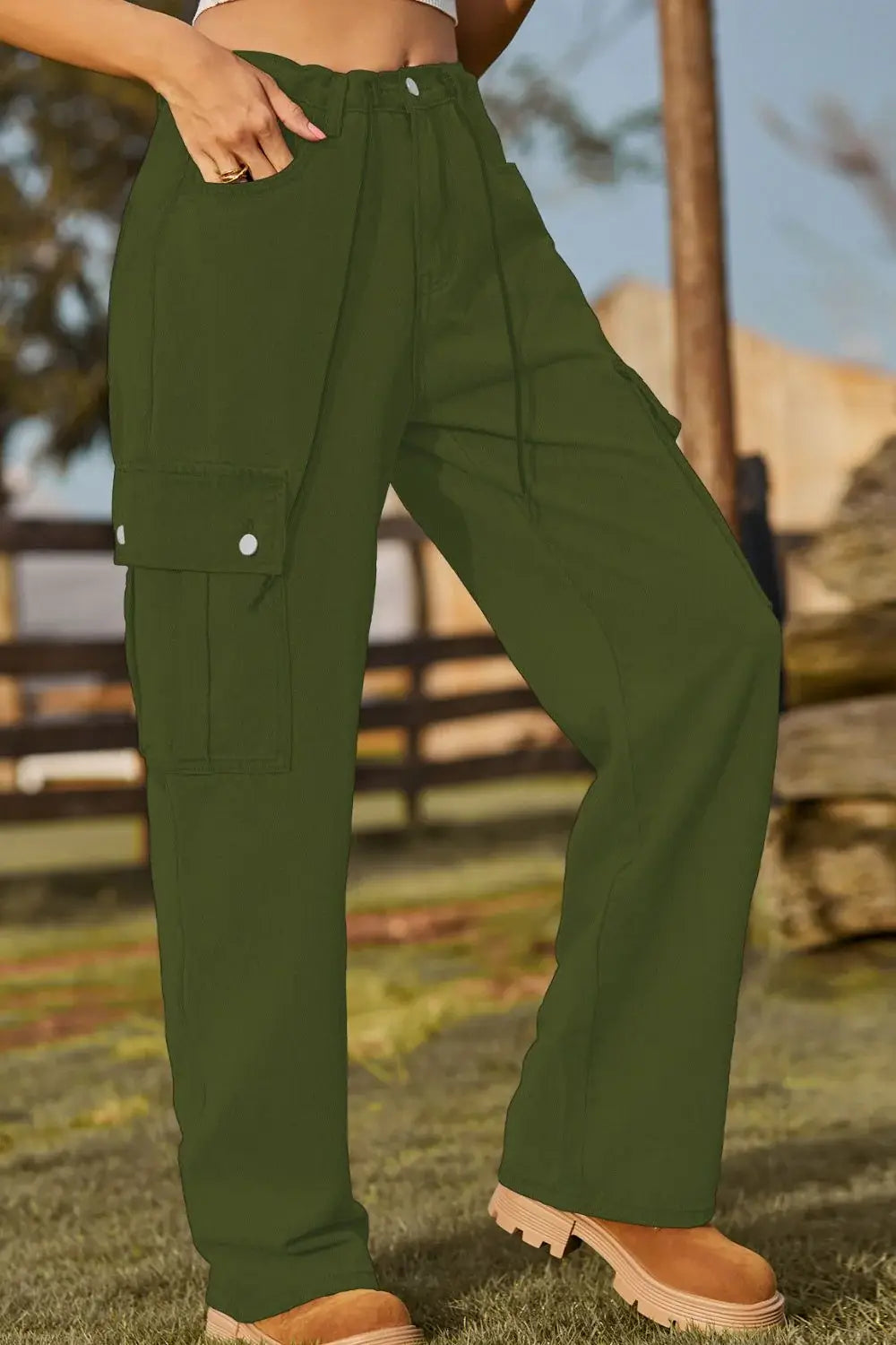 Loose Fit Drawstring Jeans with Pocket - Trendsi - Flyclothing LLC