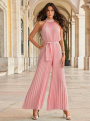Cutout Tied Pleated Sleeveless Jumpsuit - Trendsi