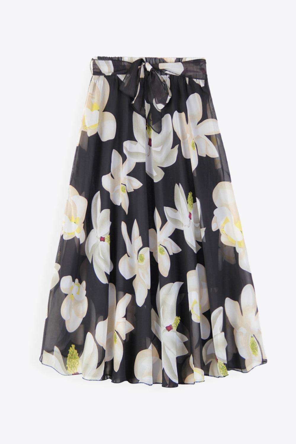 Full Size Floral Tie-Waist Skirt - Trendsi - Flyclothing LLC