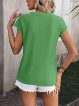 Rolled Cap Sleeve Round Neck Sweater Vest - Trendsi - Flyclothing LLC