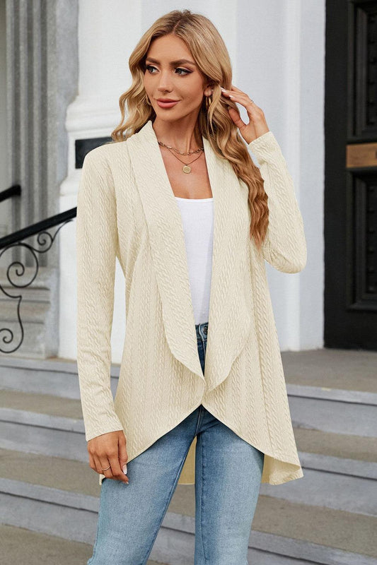 Open Front Long Sleeve Cardigan - Trendsi