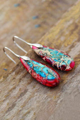 Handmade Teardrop Shape Natural Stone Dangle Earrings - Trendsi