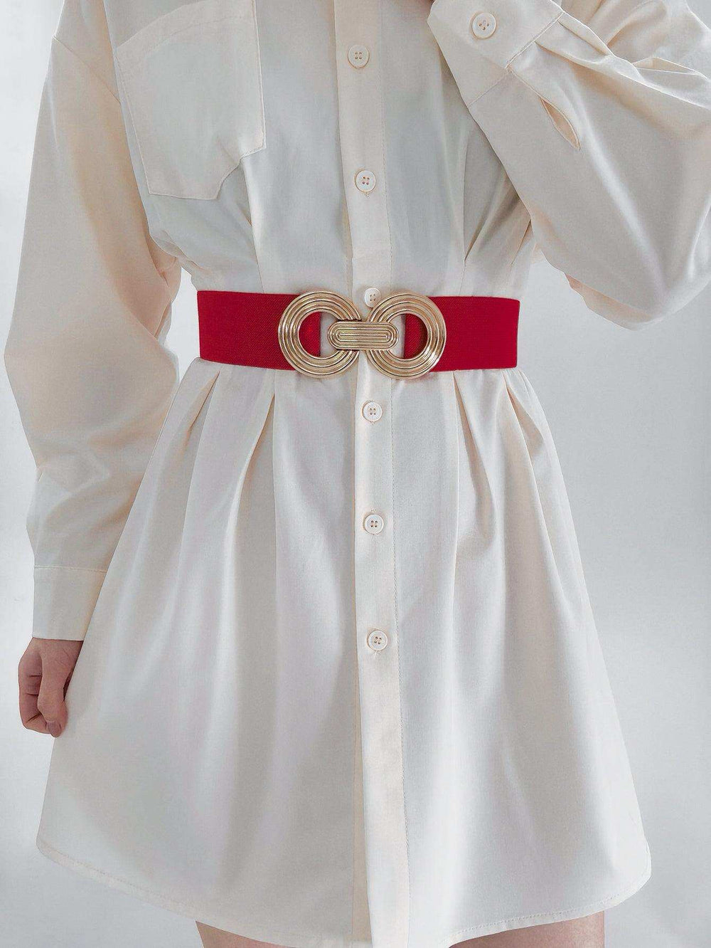 Geometric Buckle Elastic Wide Belt - Trendsi - Flyclothing LLC