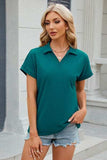Johnny Collar Short Sleeve Blouse - Trendsi - Flyclothing LLC