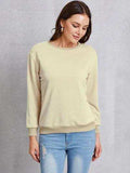 Round Neck Dropped Shoulder Sweatshirt - Trendsi - Flyclothing LLC