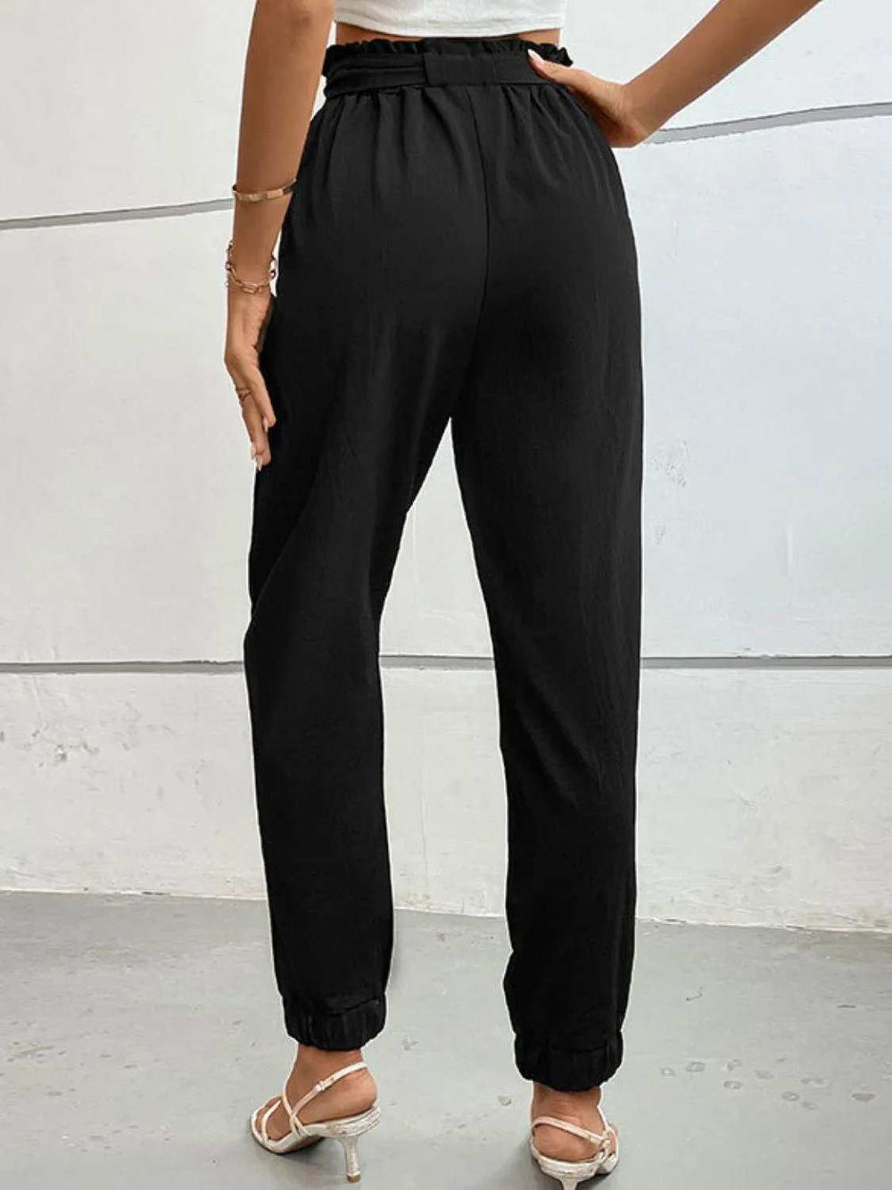 Tie Front Long Pants - Trendsi - Flyclothing LLC