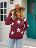 Star Round Neck Dropped Shoulder Sweater - Trendsi - Flyclothing LLC
