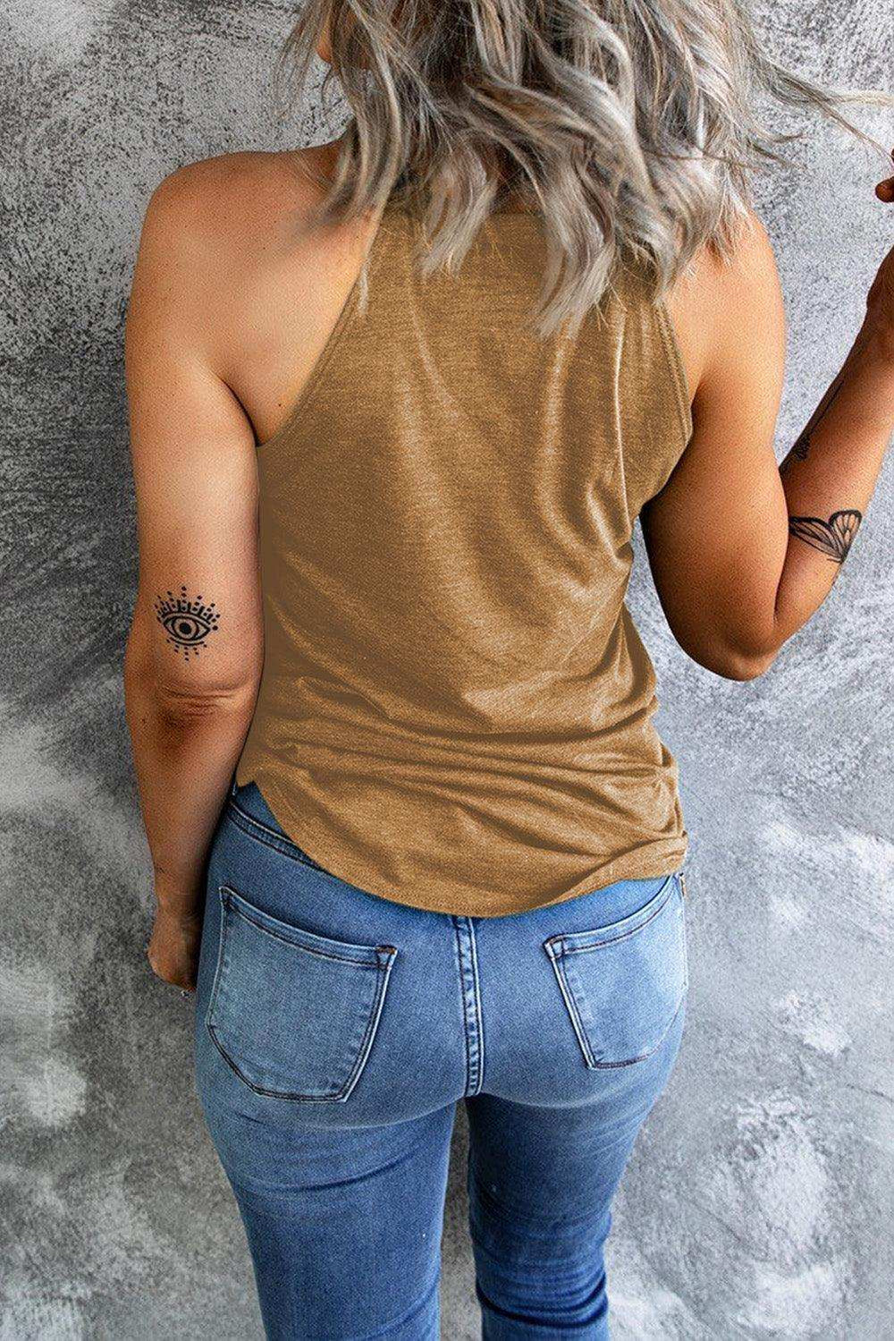 Curved Hem Grecian Tank Top - Trendsi - Flyclothing LLC