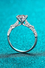 925 Sterling Silver Inlaid Moissanite 6-Prong Ring - Flyclothing LLC