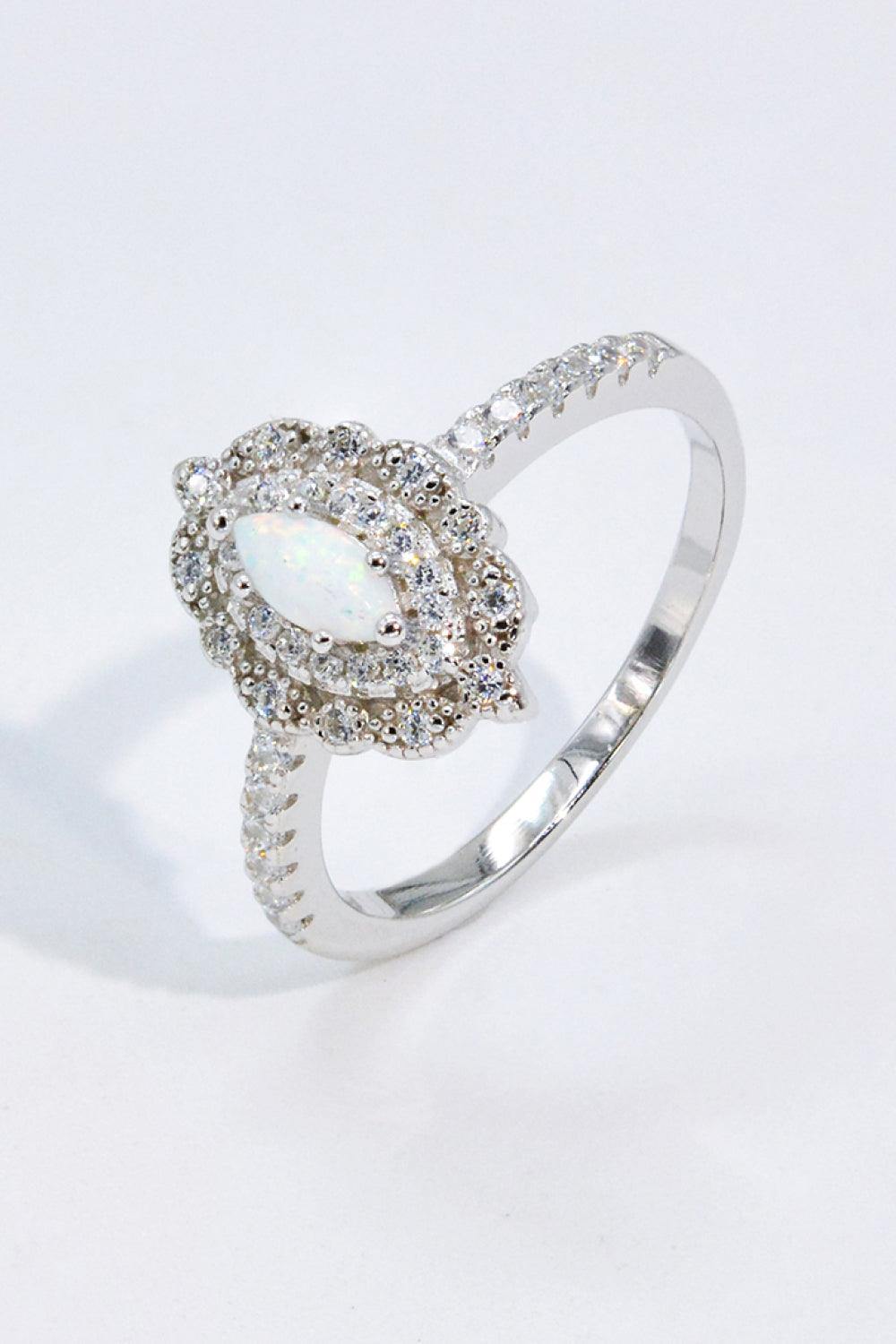 Modern Love Story Opal and Zircon Ring - Trendsi