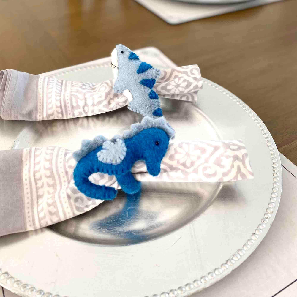 Nautical Shark, Whale & Seahorse Felt Napkin Rings, Set of 4 - Global Groove Direct - Flyclothing LLC
