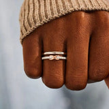 Double-Layered Zircon 925 Sterling Silver Ring - Trendsi