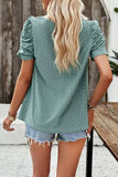 Eyelet Square Neck Puff Sleeve T-Shirt - Trendsi - Flyclothing LLC