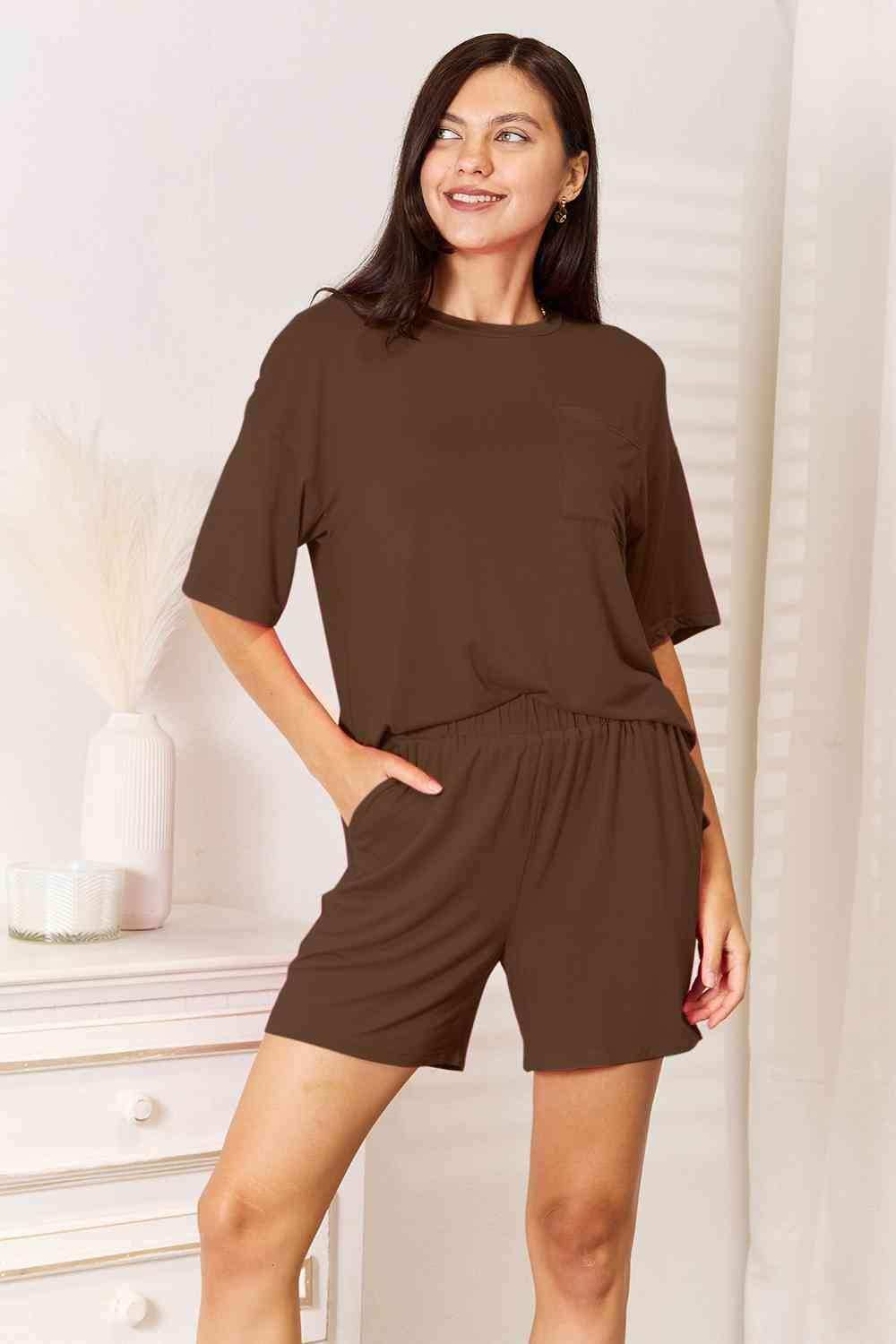 Basic Bae Full Size Soft Rayon Half Sleeve Top and Shorts Set - Trendsi - Flyclothing LLC