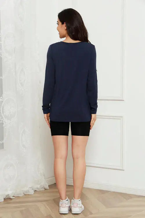 Basic Bae Full Size V-Neck Long Sleeve Top - Trendsi - Flyclothing LLC