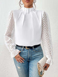Mock Neck Flounce Sleeve Blouse - Trendsi - Flyclothing LLC