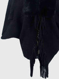 Open Front Fringe Hem Poncho - Trendsi