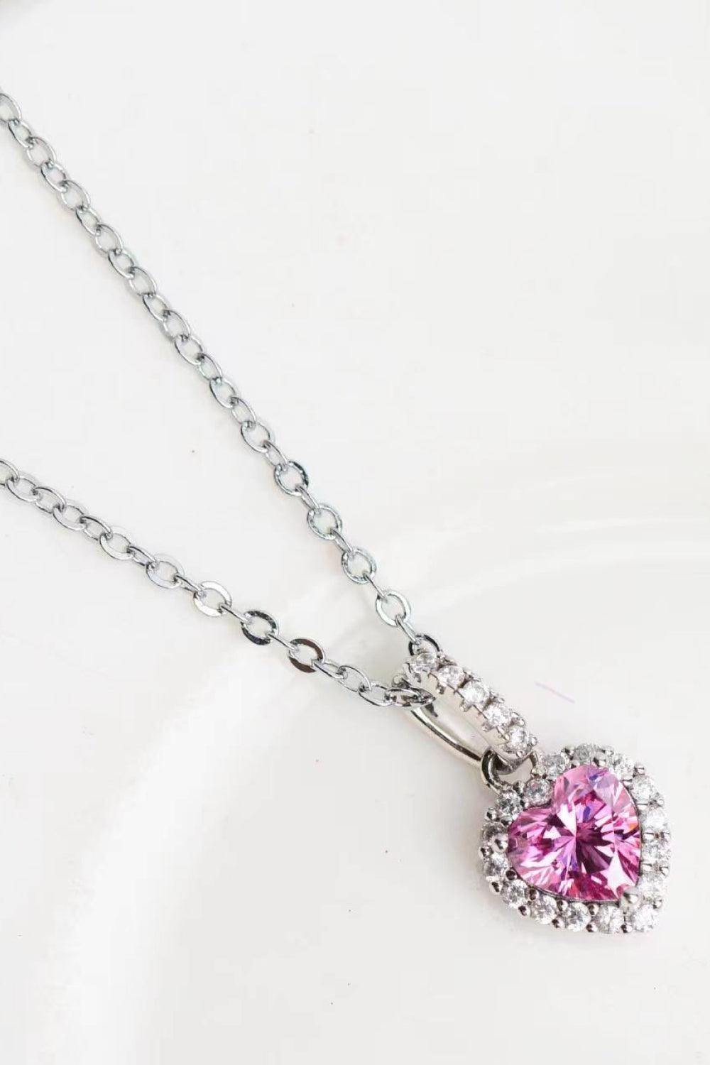 1 Carat Moissanite Heart Pendant Necklace - Flyclothing LLC