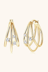 Moissanite 925 Sterling Silver Layered Earrings - Trendsi - Flyclothing LLC