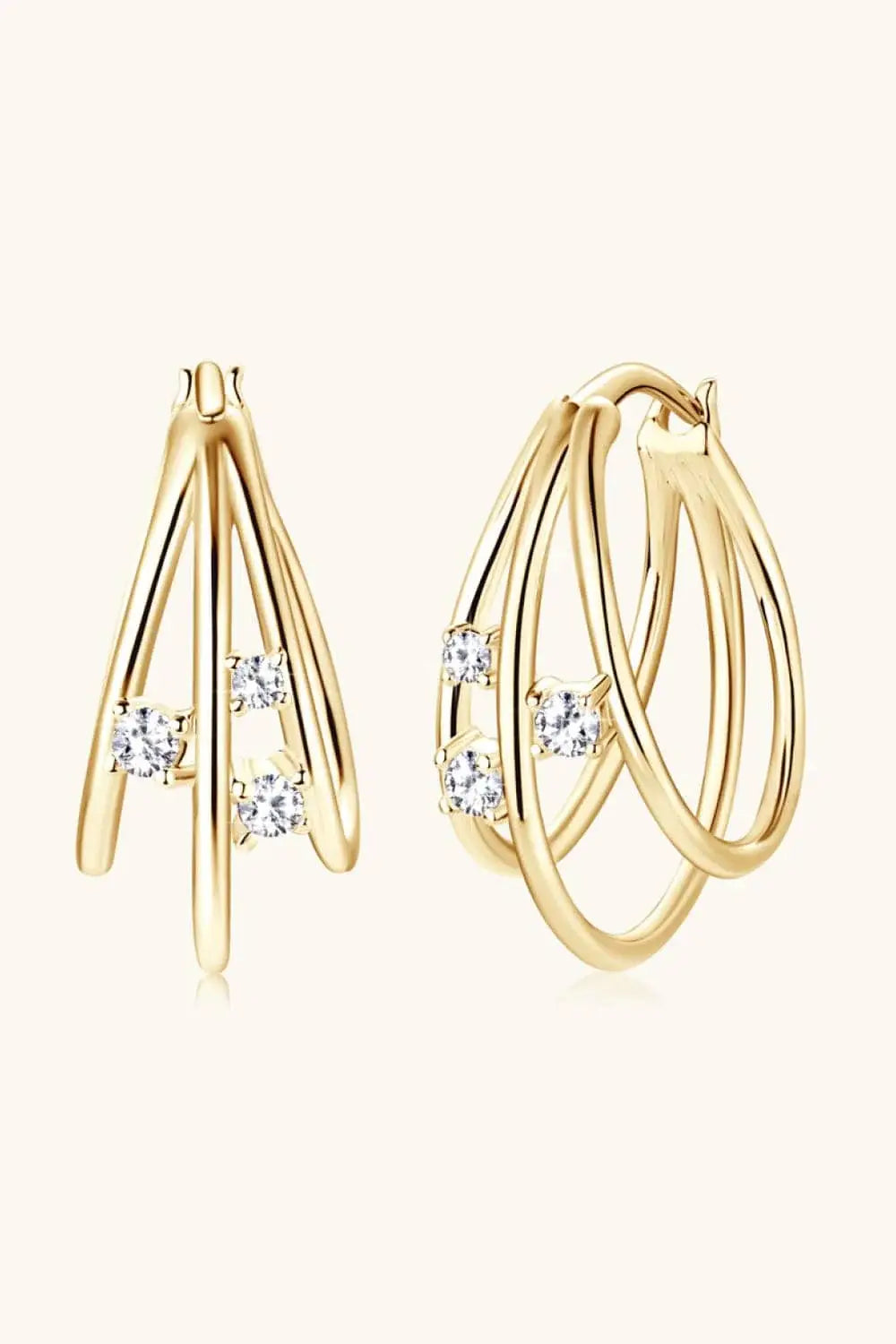 Moissanite 925 Sterling Silver Layered Earrings - Trendsi - Flyclothing LLC