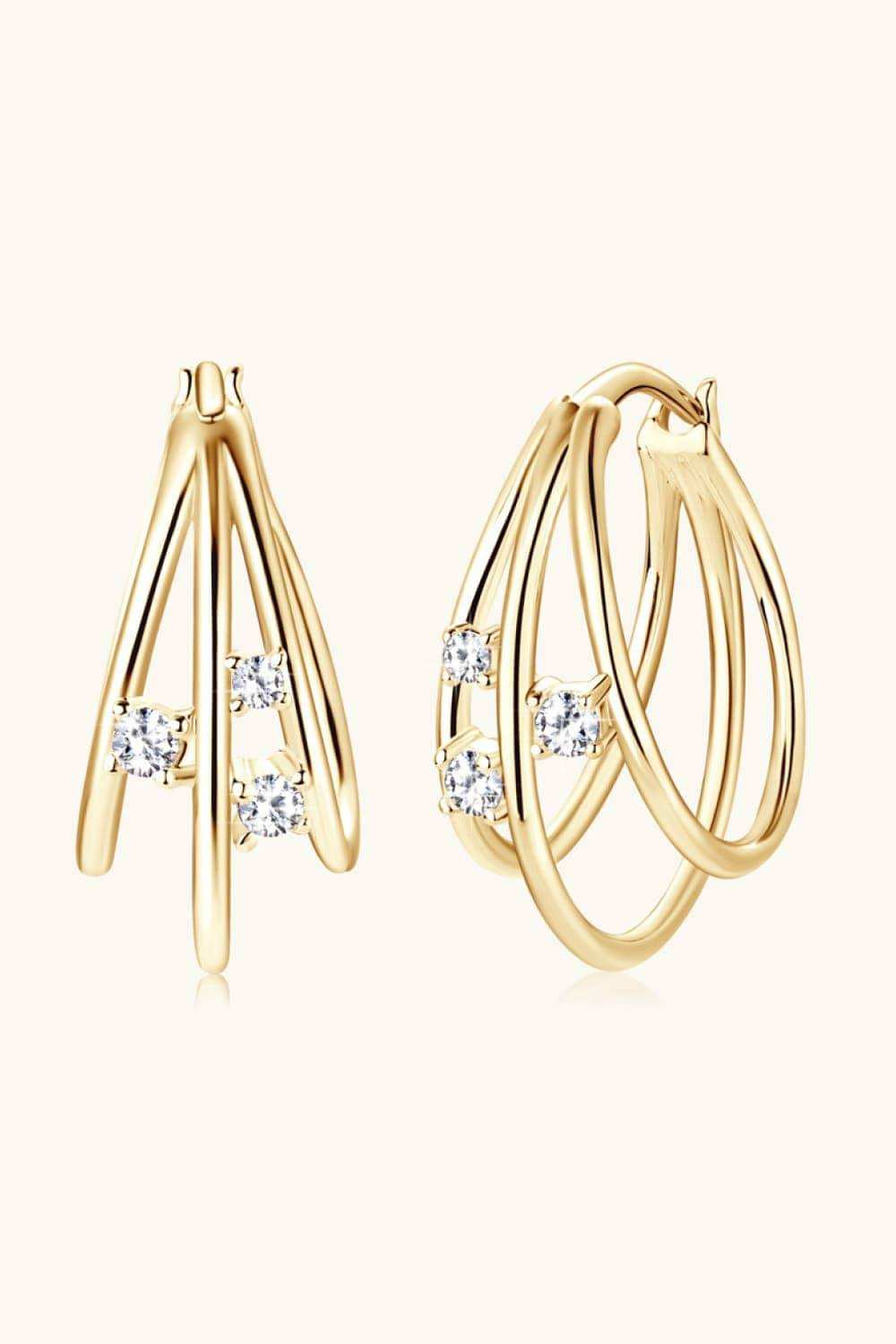 Moissanite 925 Sterling Silver Layered Earrings - Trendsi - Flyclothing LLC