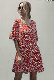 Tie Neck Flounce Sleeve Printed Mini Dress - Trendsi - Flyclothing LLC