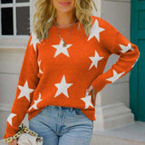 Star Pattern Round Neck Sweater - Trendsi - Flyclothing LLC