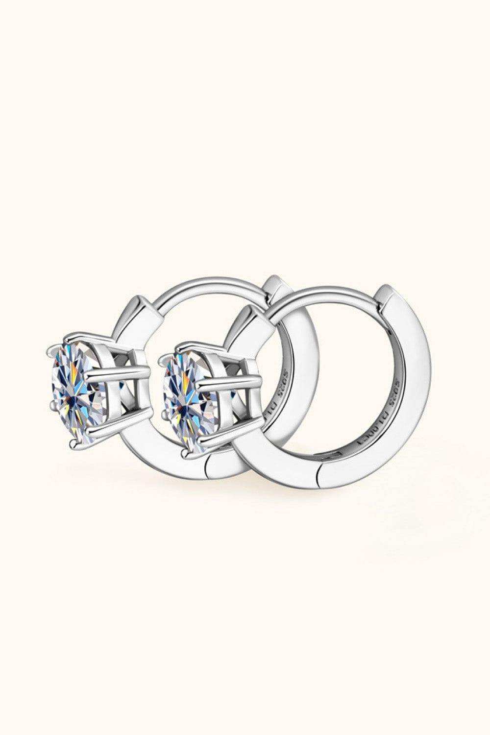2 Carat Moissanite 925 Sterling Silver Huggie Earrings - Trendsi - Flyclothing LLC