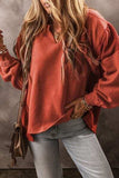 Notched Lantern Sleeve Dropped Shoulder Sweatshirt - Trendsi - Flyclothing LLC