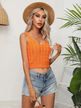 Cable-Knit Cropped Knit Tank - Trendsi - Flyclothing LLC