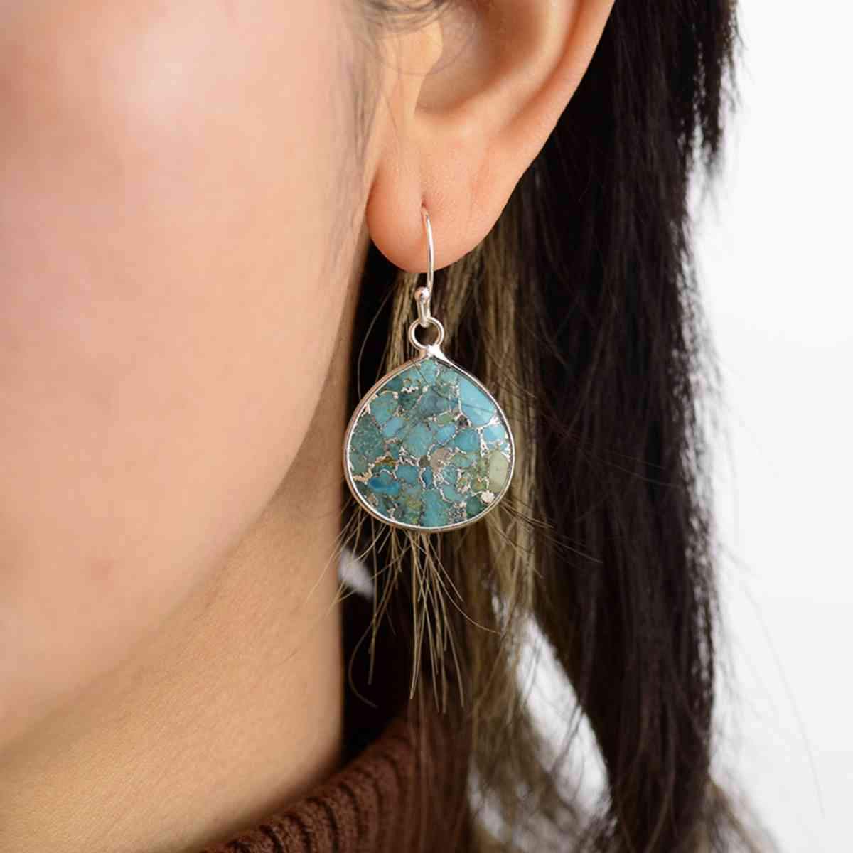 Natural Stone Teardrop Earrings - Trendsi - Flyclothing LLC