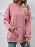 Round Neck Long Sleeve Sweatshirt - Trendsi - Flyclothing LLC