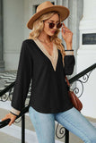 V-Neck Long Sleeve Blouse - Trendsi - Flyclothing LLC