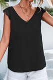 Lace Detail Eyelash Trim V-Neck Tank - Trendsi - Flyclothing LLC