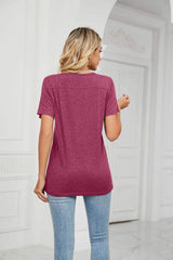 Decorative Button V-Neck Tee - Trendsi - Flyclothing LLC