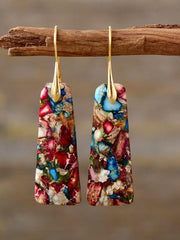 Geometrical Shape Imperial Jasper Dangle Earrings - Trendsi