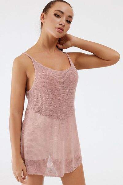 Scoop Neck Spaghetti Strap Knit Cami - Trendsi - Flyclothing LLC