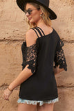 Spliced Lace Asymmetrical Neck Blouse - Trendsi - Flyclothing LLC